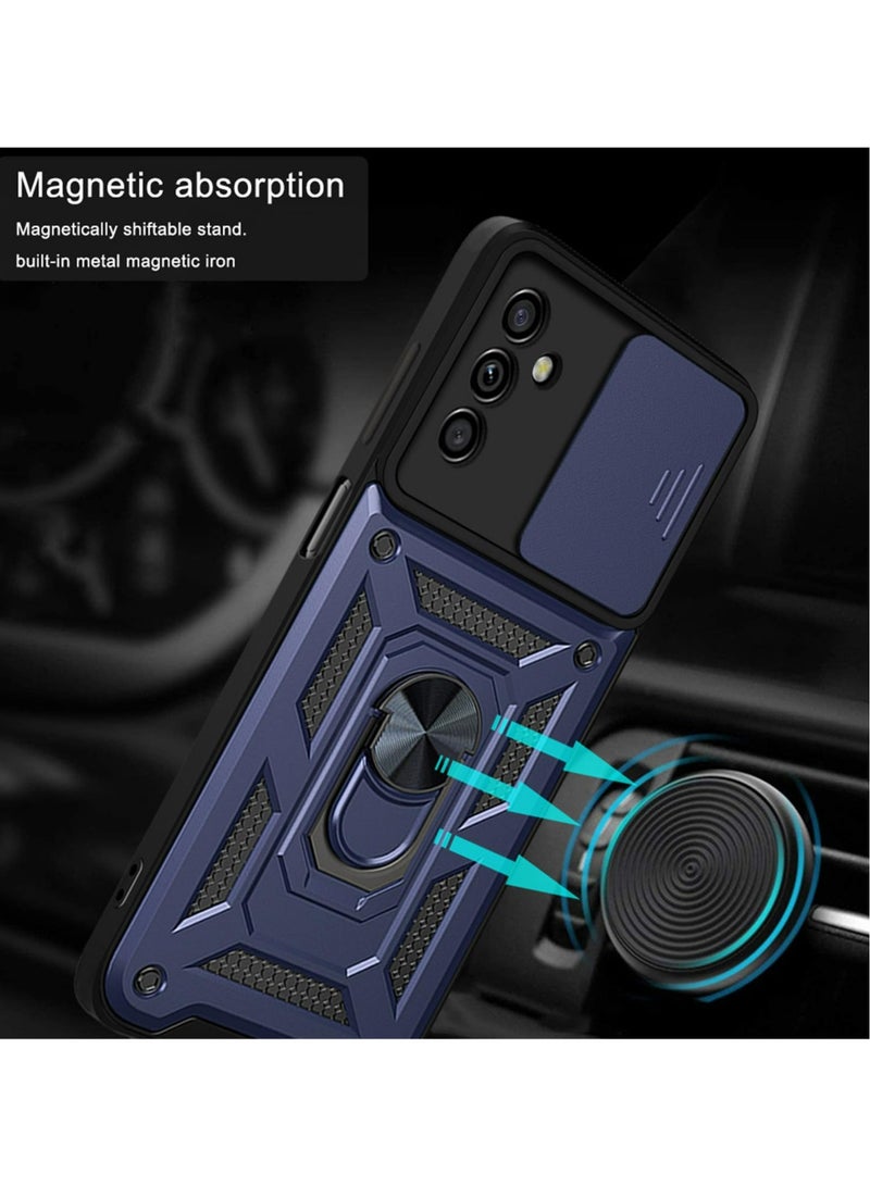 Samsung Galaxy A15 4G / 5G Case, Slide Camera Lens Cover + 360°Rotating Kickstand Ring + Support Magnetic Car Mount Shockproof Mobile Phone Case - Image 3