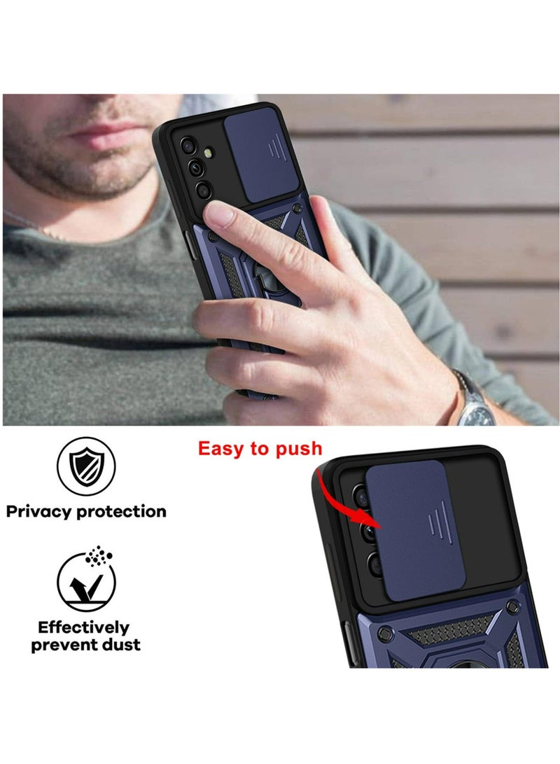 Samsung Galaxy A15 4G / 5G Case, Slide Camera Lens Cover + 360°Rotating Kickstand Ring + Support Magnetic Car Mount Shockproof Mobile Phone Case - Image 4