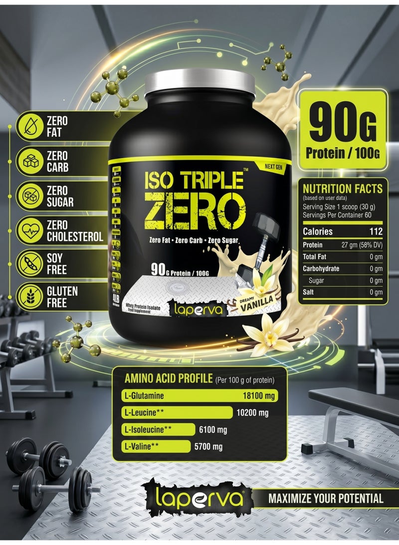 Laperva Iso Triple Zero Whey Protein Next Generation, Dreamy Vanilla, 4 LB – Zero Carbs, Zero Fat, Gluten-Free & Lactose-Free Protein Supplement - Image 2
