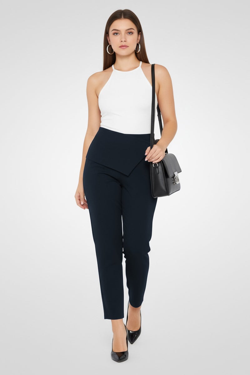 STELLA MCCARTNEY Women Knitted Pull On Straight Leg Pants, Dark Navy - Image 1