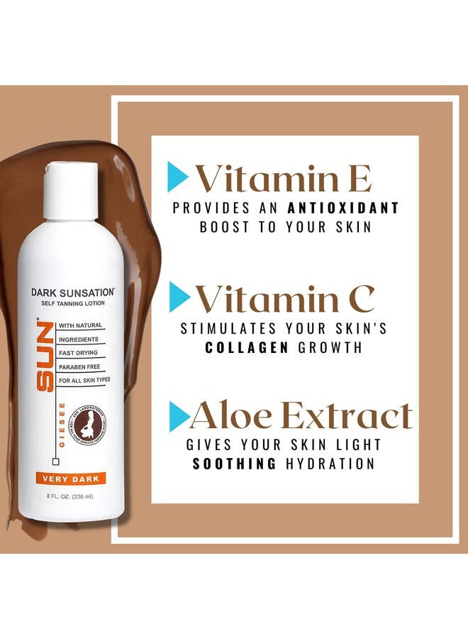 SUN LABORATORIES لوشن تان ذاتي داكن من دارك صنسيشن، 8 أونص (مجموعة من 2) - تان ذاتي - لوشن تان طبيعي بدون شمس، للجسم والوجه للتسمير والحصول على تان ذهبي - برونزر بدون شمس داكن جداً جل تان مزيف خالي من العيوب - Image 3