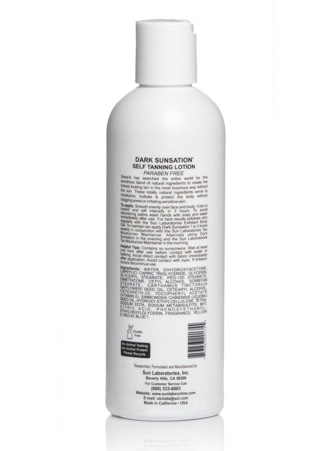 SUN LABORATORIES لوشن تان ذاتي داكن من دارك صنسيشن، 8 أونص (مجموعة من 2) - تان ذاتي - لوشن تان طبيعي بدون شمس، للجسم والوجه للتسمير والحصول على تان ذهبي - برونزر بدون شمس داكن جداً جل تان مزيف خالي من العيوب - Image 2