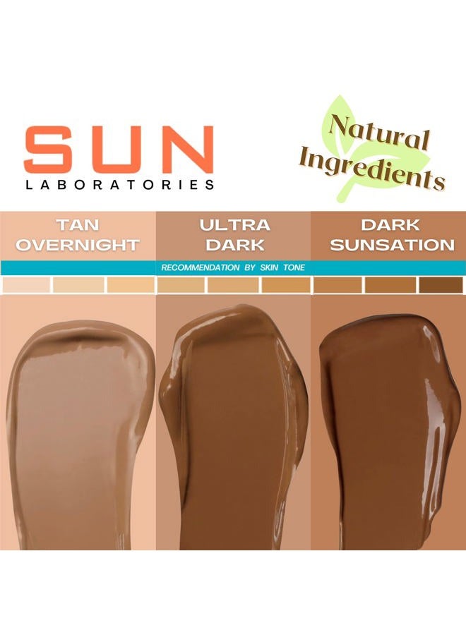 SUN LABORATORIES لوشن تان ذاتي داكن من دارك صنسيشن، 8 أونص (مجموعة من 2) - تان ذاتي - لوشن تان طبيعي بدون شمس، للجسم والوجه للتسمير والحصول على تان ذهبي - برونزر بدون شمس داكن جداً جل تان مزيف خالي من العيوب - Image 4