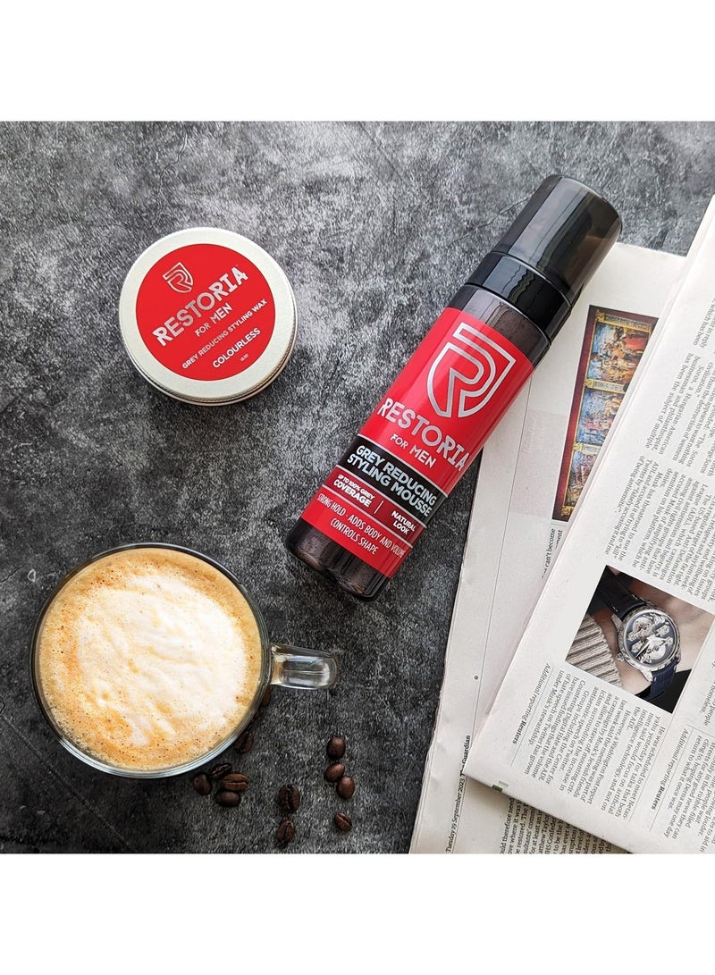 ريستوريا موس تصفيف الشعر لتقليل الشيب للرجال موس للشعر الرجالي يساعد على التخلص من الشيب ويمنح الشعر الرمادي تسريحة تدوم طويلاً حتى 100 بالمئة تغطية نباتية للشعر الرمادي 200 مل - Image 5
