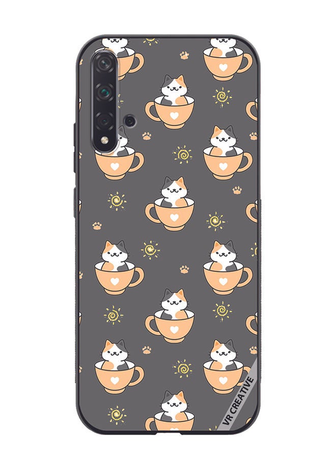 VR CREATIVE Protective Case Cover For Huawei Nova 5T Cat In A Cup Design Multicolour - Image 1