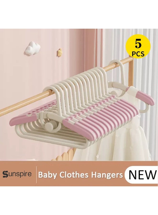 Sunspire 5 Piece Baby Clothes Hanger, Adjustable Telescopic Baby Clothes Hanger, Stackable Non-Slip Children's Clothes Hanger for Girls Boys Toddler Baby - Image 1