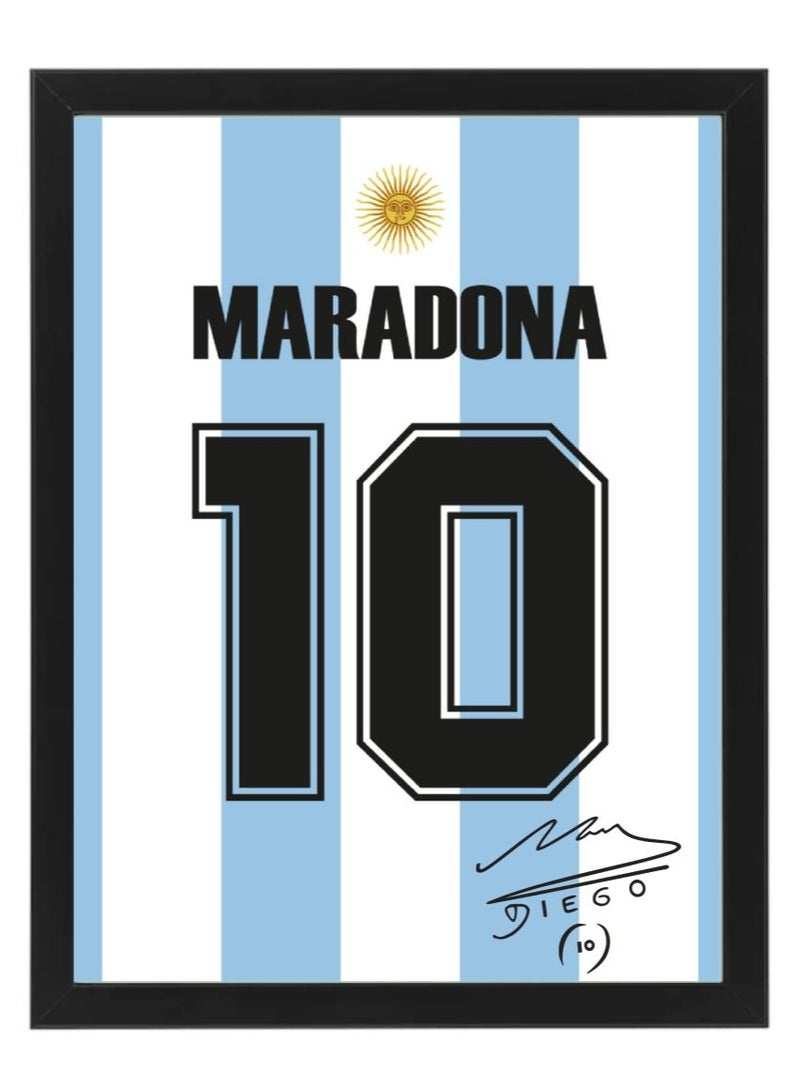 Boomah Accessories Set of 2, Diego Maradona & Leo Messi Argentina Legends Autographed Jersey Poster with Frame 30x40cm  - Image 2