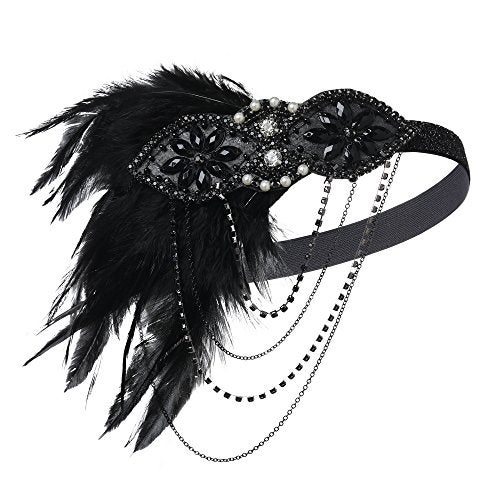 BABEYOND 1920s Flapper Accessories Gatsby Costume Accessories Set 20s Flapper Headband Pearl Necklace Gloves Plastic Holder - Image 3