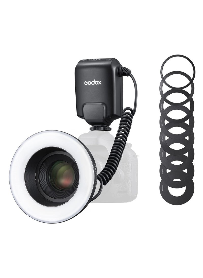 ML150II Macro Ring Flash on Camera Ring Flash Light, GN12 CCT 5800K±200K for Fuji, for Canon, for Nikon, for Sony, for Olympus Camera
