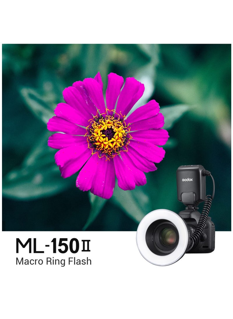ML150II Macro Ring Flash on Camera Ring Flash Light, GN12 CCT 5800K±200K for Fuji, for Canon, for Nikon, for Sony, for Olympus Camera