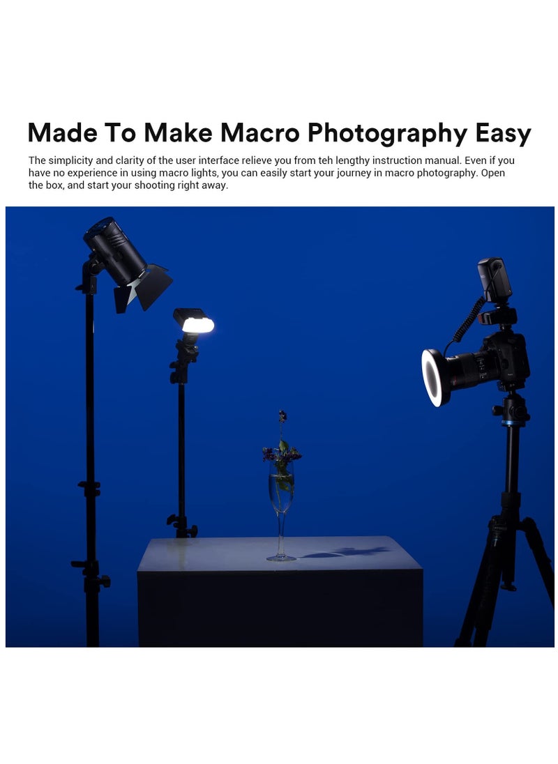 ML150II Macro Ring Flash on Camera Ring Flash Light, GN12 CCT 5800K±200K for Fuji, for Canon, for Nikon, for Sony, for Olympus Camera