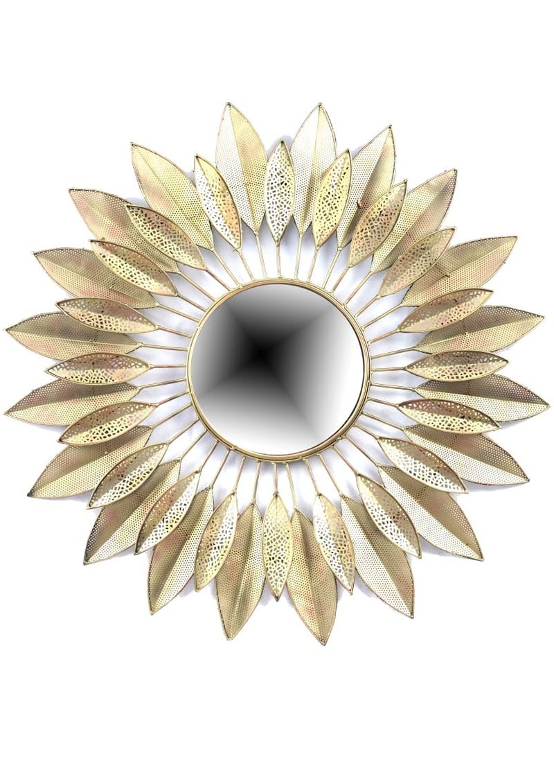 Ghori home Iron Golden Leaf Mirror - Image 1