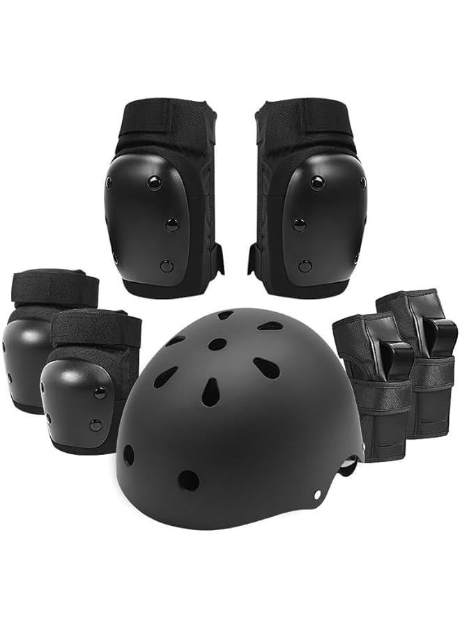 HOOKOR Kids Protective Gear Set, Kids Adjustable Skateboard Helmet Suitable for 15-40KG Boys Girls, Kids Knee Pads and Elbow Pads Set for Bicycle Skateboard Scooter - Image 1