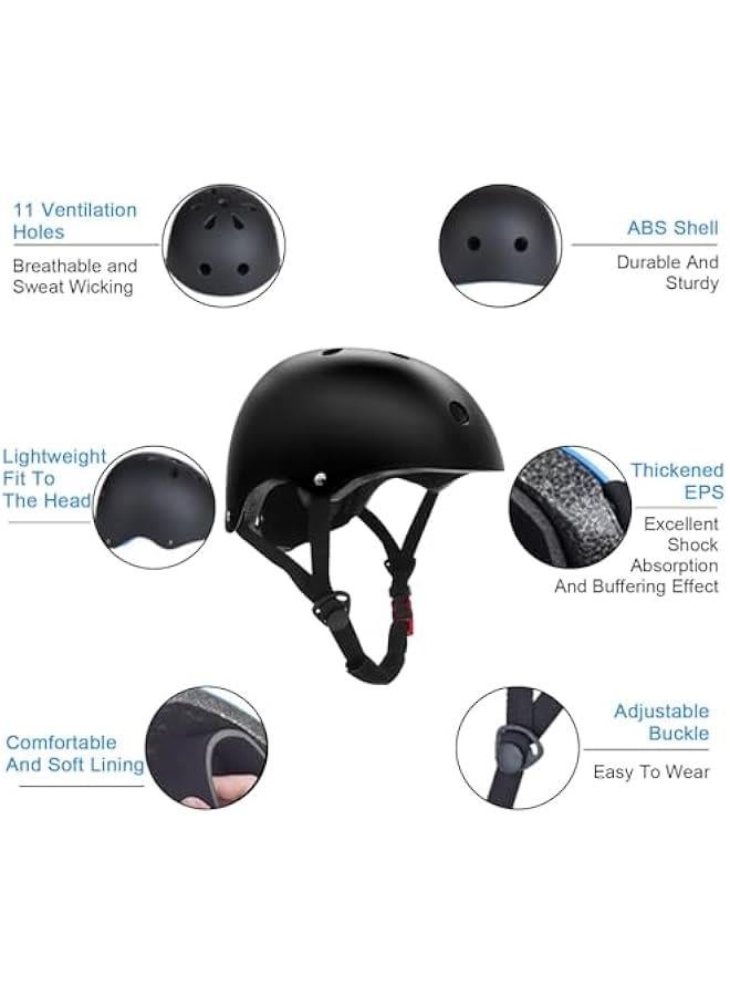 HOOKOR Kids Protective Gear Set, Kids Adjustable Skateboard Helmet Suitable for 15-40KG Boys Girls, Kids Knee Pads and Elbow Pads Set for Bicycle Skateboard Scooter - Image 2