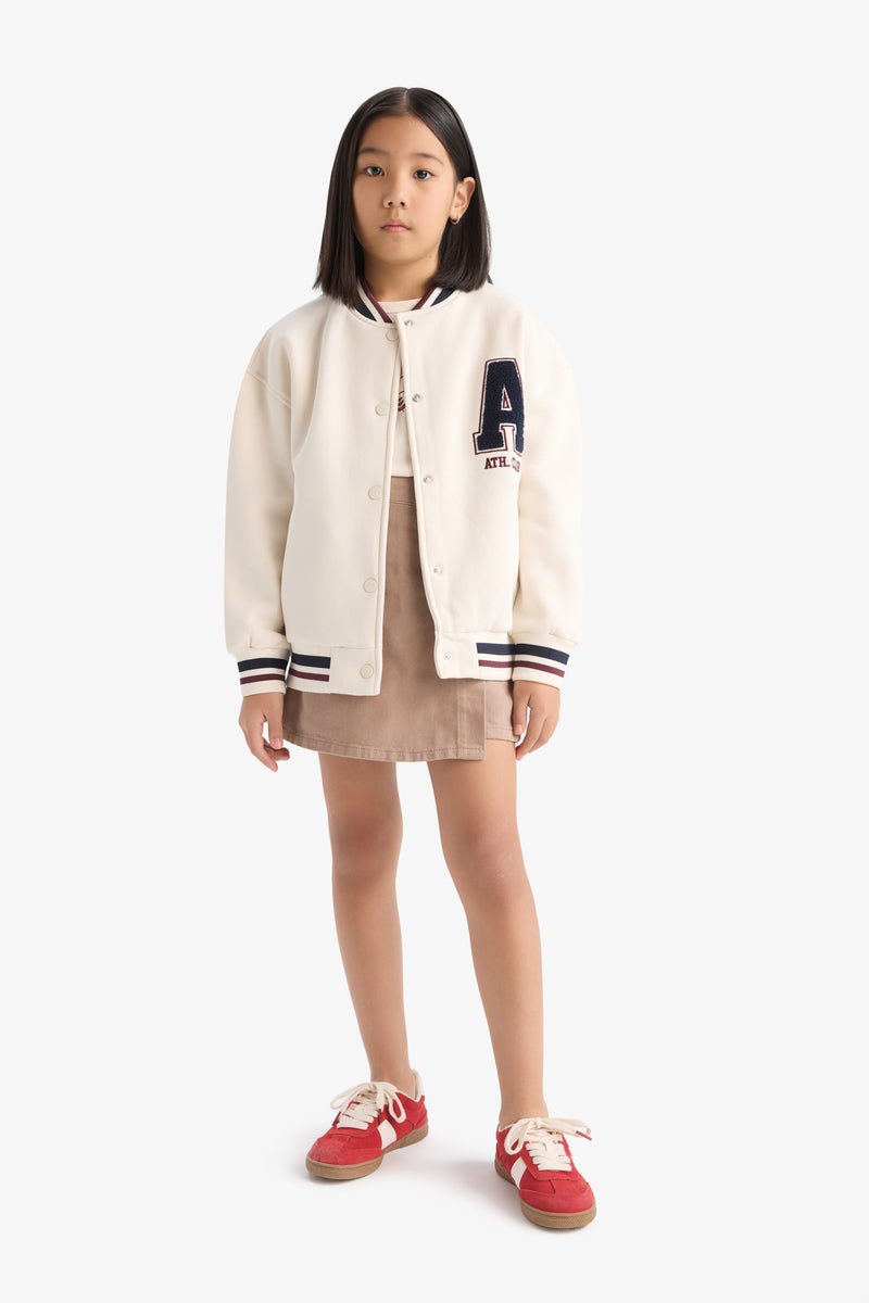DeFacto Girl University Back Printed College Collar Thick Fabric Bomber Jacket  - Image 2