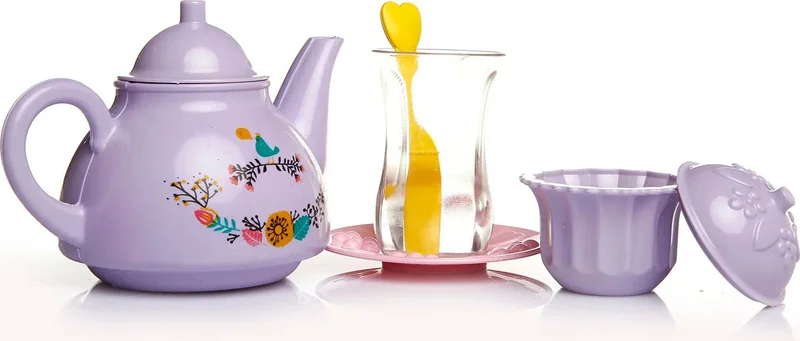 Mor Bebe Purple Baby Slim Waist Tea Time Toy Set I Girls Play Set I House Play Set I Toy Teapot Set