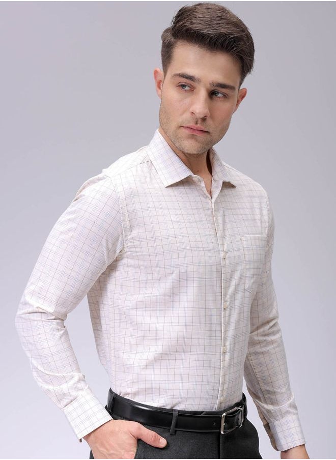 The Indian Garage Co Men Slim Fit Checkered Full Sleeves Cutaway Collar Formal Shirt  - Image 3