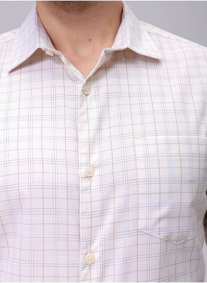 The Indian Garage Co Men Slim Fit Checkered Full Sleeves Cutaway Collar Formal Shirt  - Image 5