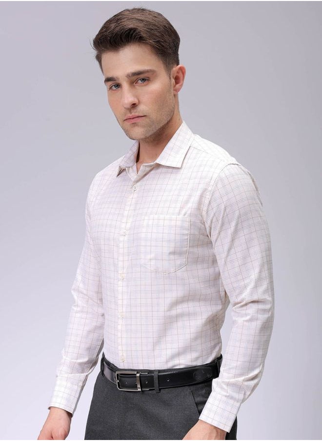 The Indian Garage Co Men Slim Fit Checkered Full Sleeves Cutaway Collar Formal Shirt  - Image 2