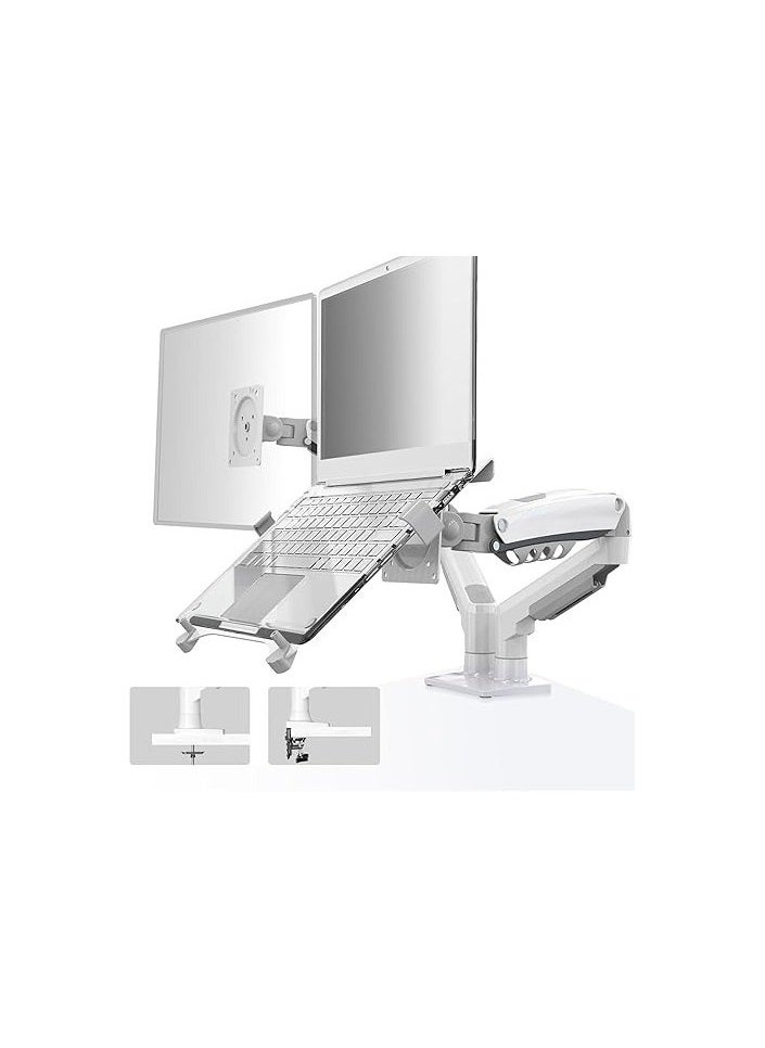 Generic Adjustable Laptop Mount with Full Motion Arm – Fits 10" to 17" Notebooks – VESA Compatible Monitor Arm for 17" to 30" Screens – Clamp or Grommet Mount – White  - Image 1