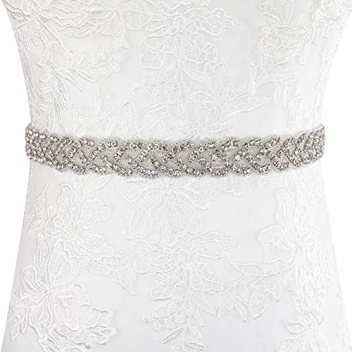 Lovful Handmade Bridal Belt, Rhinestone Wedding Dress Belts, Ribbon Crystal Sash for Women, Ivory - Image 4
