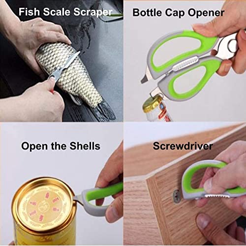 Baskety Multipurpose Kitchen Shears with Magnetic Holder Stainless Steel Scissors for Meat, Poultry, Herbs & Vegetables – Green (1 Piece) - Image 5