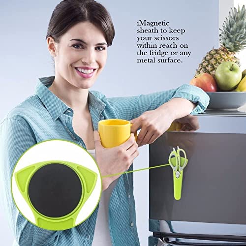 Baskety Multipurpose Kitchen Shears with Magnetic Holder Stainless Steel Scissors for Meat, Poultry, Herbs & Vegetables – Green (1 Piece) - Image 4
