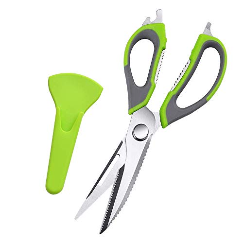 Baskety Multipurpose Kitchen Shears with Magnetic Holder Stainless Steel Scissors for Meat, Poultry, Herbs & Vegetables – Green (1 Piece) - Image 1