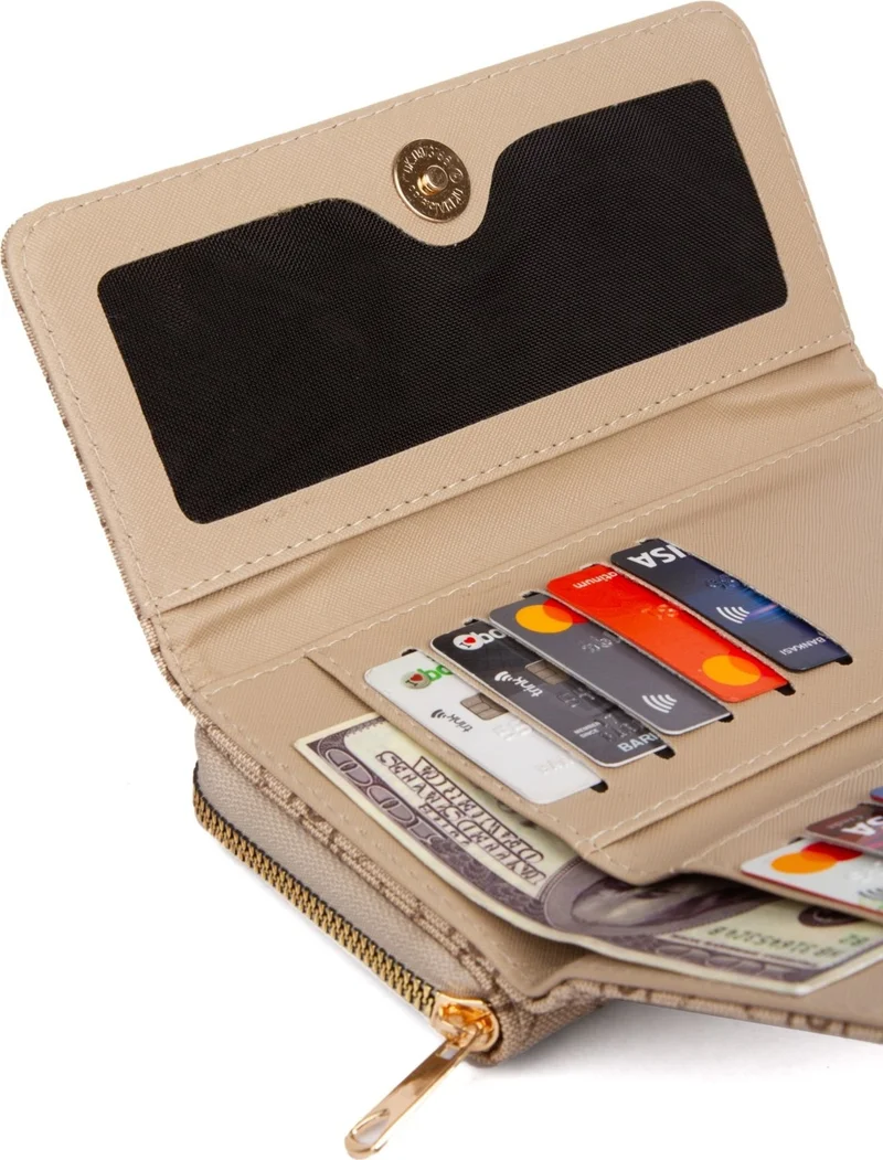 اديلينا باجز Women's Patterned Wallet with Paper Money and Card Holder Compartment Zipper Detailed