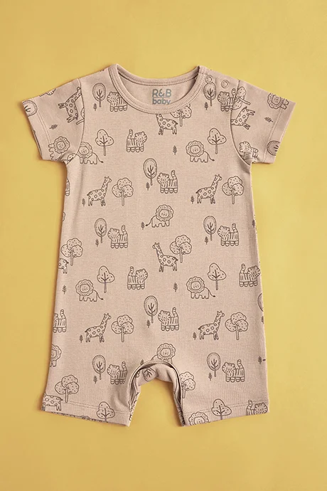 أر أند بي 3 Pack Printed Rompers with Short Sleeves