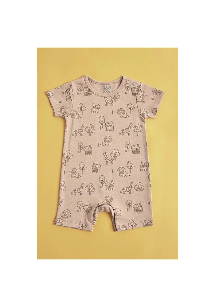 أر أند بي 3 Pack Printed Rompers with Short Sleeves