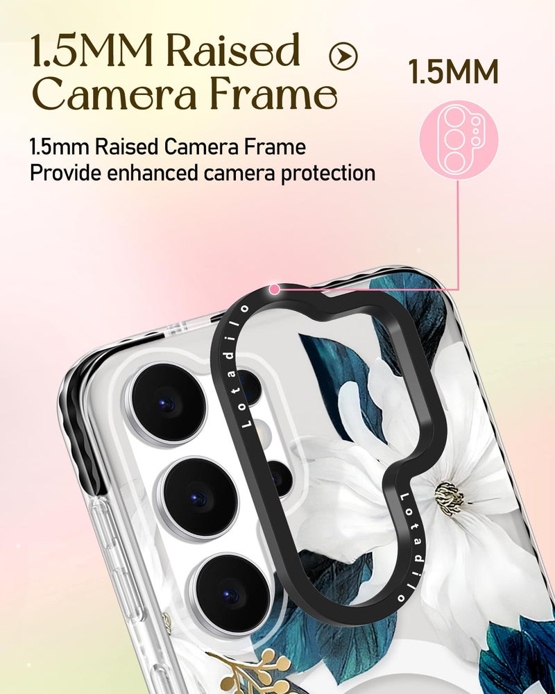 Lotadilo Cute Case for Samsung Galaxy S26 Ultra for Women Girls - Funny Blue Flower Design Compatible with Magsafe Magnetic Ring Holder Kickstand Fashion TPU Phone Covers - Image 3
