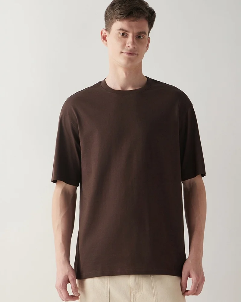 bewakoof Men's Brown Oversized T-shirt