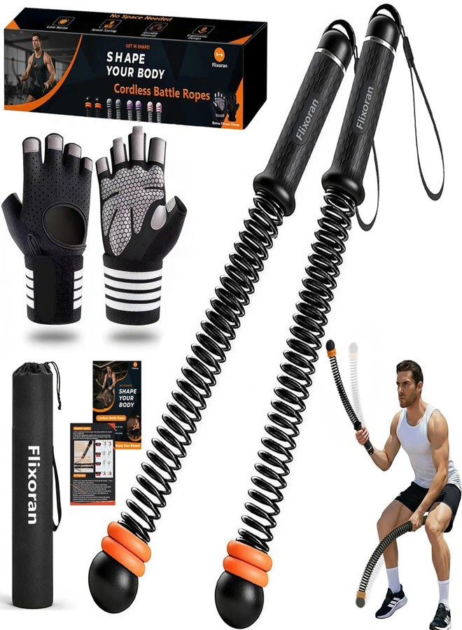 Flixoran Ropeless Battle Ropes Adjustable Trainer, Cordless Weighted Exercise Equipment for Home Gym Workouts, Portable Compact Arm Strength for Men Women, Heavy Flex Rope Stick Fitness Gift - Image 1