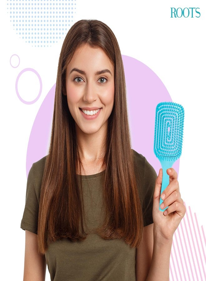 ROOTS Truglam Rectangle Vented Hair Brush | Gentle bristles | Detangling Brush for Sensitive/Wet/Dry Hair | For All Hair Types | For Men & Women | Length - 10 Inch, Model No - RZTZ-EM - Image 5