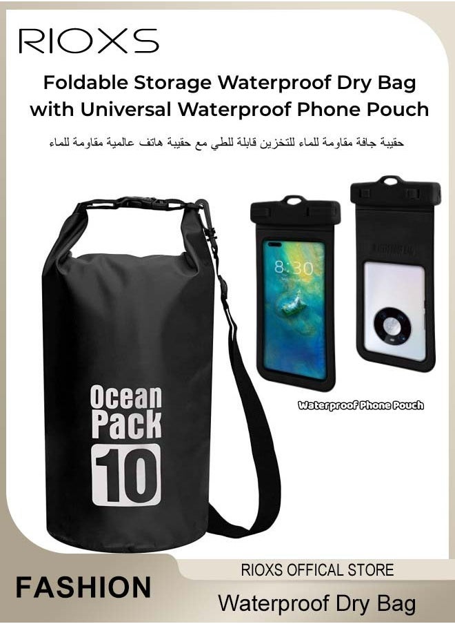 RIOXS Foldable Storage Waterproof Dry Bag Beach Swimming Bag Fit for Kayaking Beach Rafting Boating Hiking Camping and Fishing with Universal Waterproof Phone Pouch Cellphone Dry Bag  - Image 1