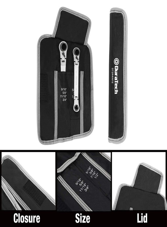 DURATECH 4-in-1 Flex-Head Reversible Ratcheting Box Wrench Set, SAE, 2-Piece, 5/16'' to 3/4'', 12 Point, CR-V Steel, with Rolling Pouch - Image 5