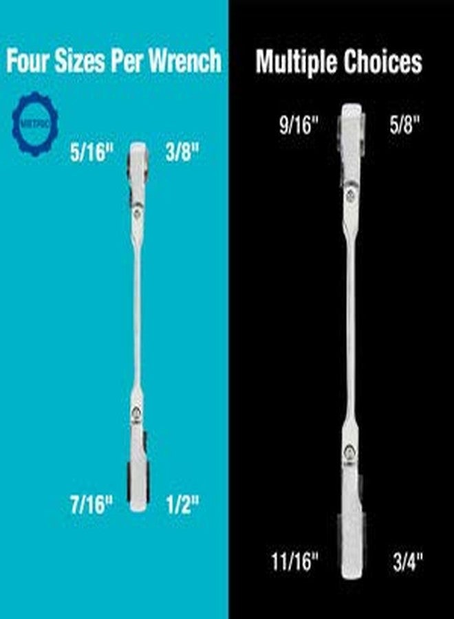 DURATECH 4-in-1 Flex-Head Reversible Ratcheting Box Wrench Set, SAE, 2-Piece, 5/16'' to 3/4'', 12 Point, CR-V Steel, with Rolling Pouch - Image 2