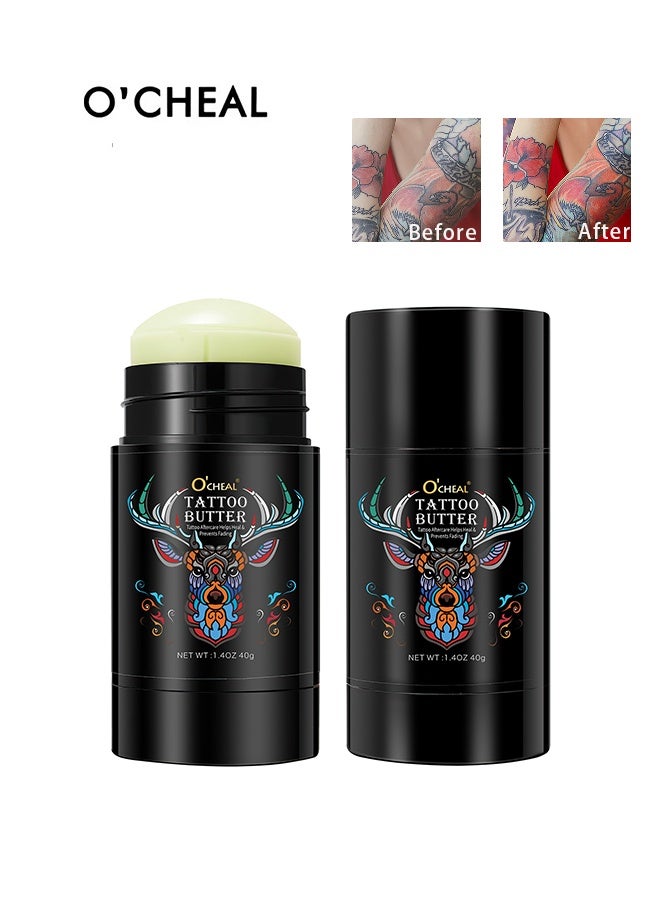 OCHEAL Tattoo butter, tattoo aftercare helps heal & prevents fading, new and old tattoo moisturizing repair brightener, for color enhancement, natural organic tattoo cream (40g) - Image 1