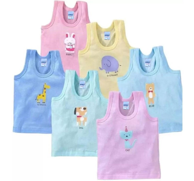 SUNUO Printed Vest baniyan Cotton Inner wear for Baby Summer wear Sleeveless Undershirts for Kids Sando (in, Age, 0 Months, 6 Months, Regular, 6, Multi) - Image 5