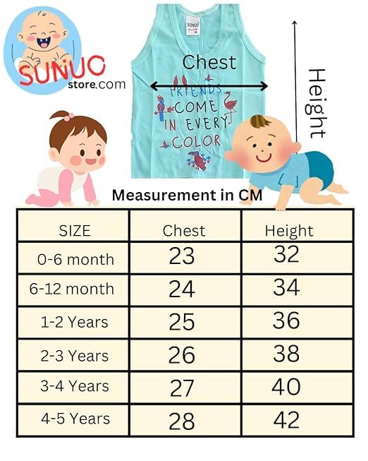 SUNUO Printed Vest baniyan Cotton Inner wear for Baby Summer wear Sleeveless Undershirts for Kids Sando (in, Age, 0 Months, 6 Months, Regular, 6, Multi) - Image 4