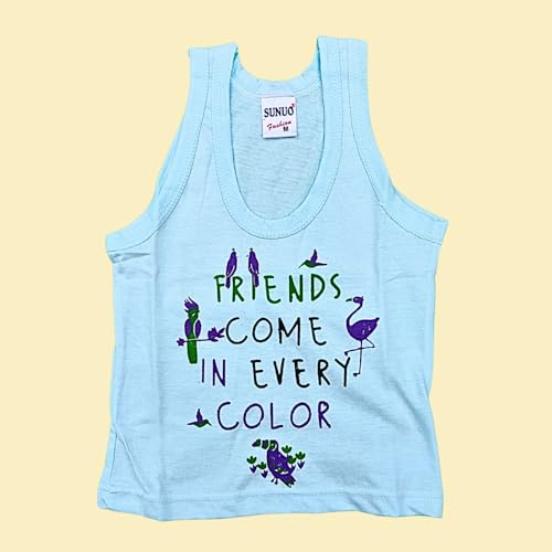 SUNUO Printed Vest baniyan Cotton Inner wear for Baby Summer wear Sleeveless Undershirts for Kids Sando (in, Age, 0 Months, 6 Months, Regular, 6, Multi) - Image 2