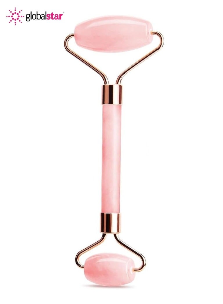 globalstar Double Sided Roller Massage Tool Made Of Rose Quartz Stone - Image 1
