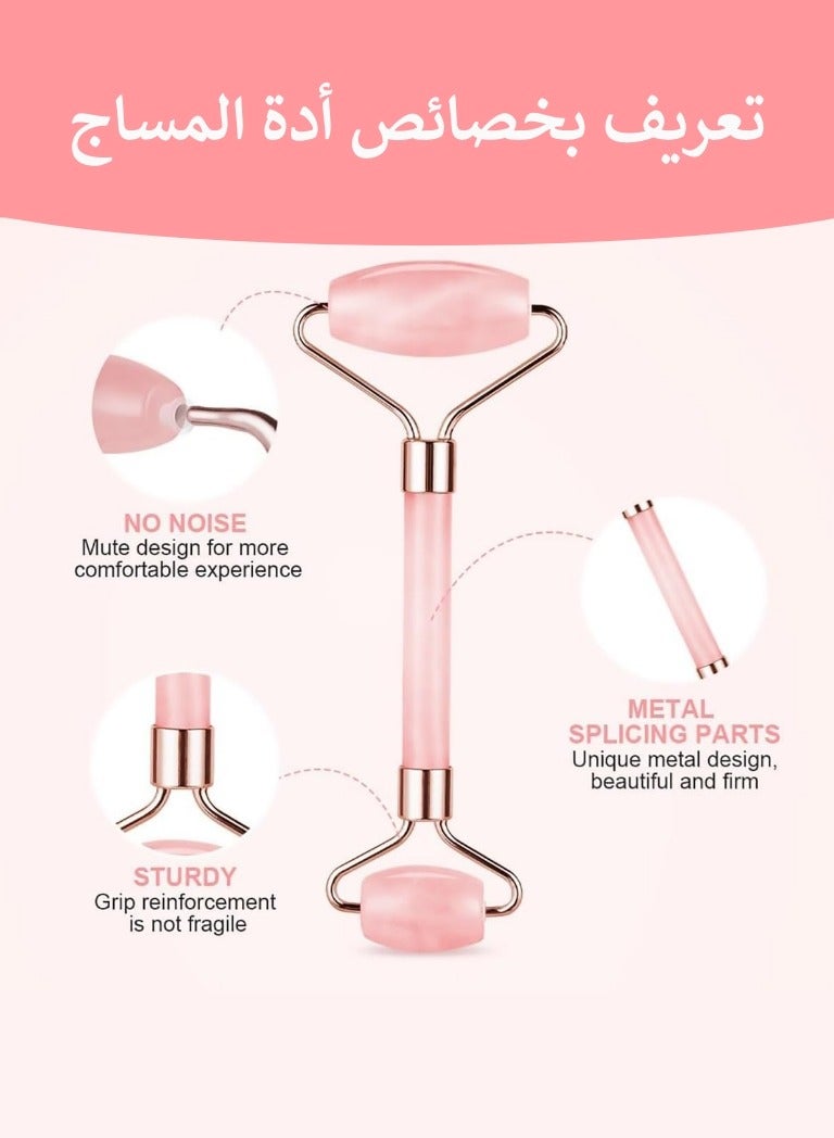 globalstar Double Sided Roller Massage Tool Made Of Rose Quartz Stone - Image 4