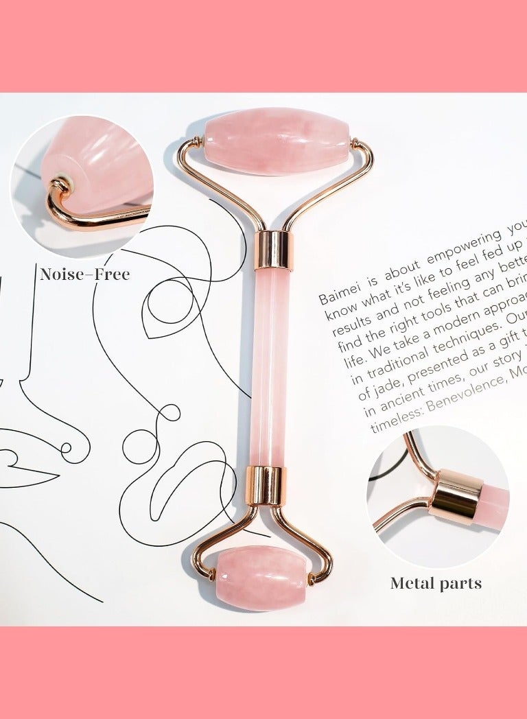 globalstar Double Sided Roller Massage Tool Made Of Rose Quartz Stone - Image 5