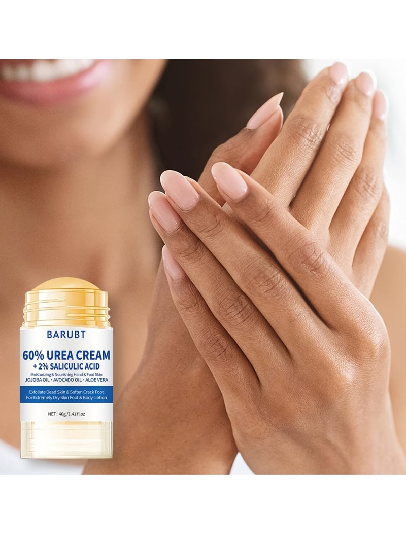 BARUBT 60% Urea Cream + 2% Salicylic Acid 40G Urea Cream for Dry Cracked Feet and Hands Heels Knees Elbows Hands Repair Treatment Balm Moisturizer and Corns Callus Remover Stick Cream Dead Skin Remover and Toenails Softener  - Image 3
