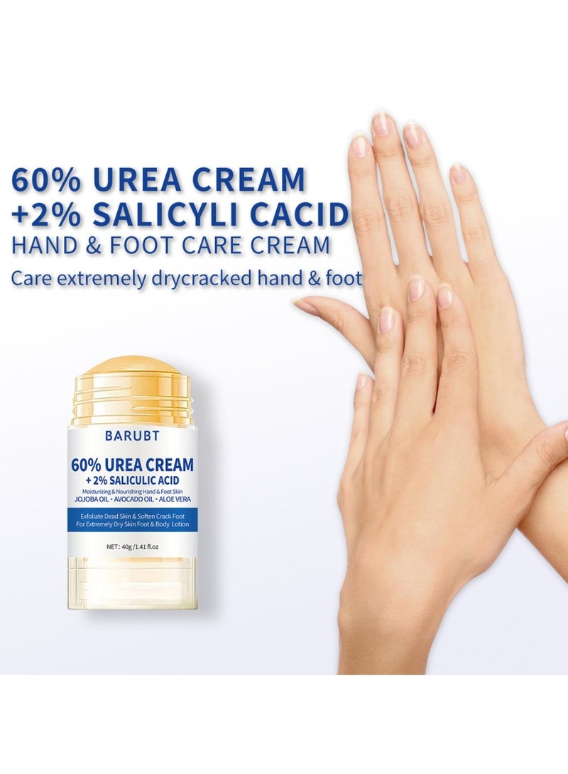 BARUBT 60% Urea Cream + 2% Salicylic Acid 40G Urea Cream for Dry Cracked Feet and Hands Heels Knees Elbows Hands Repair Treatment Balm Moisturizer and Corns Callus Remover Stick Cream Dead Skin Remover and Toenails Softener  - Image 4