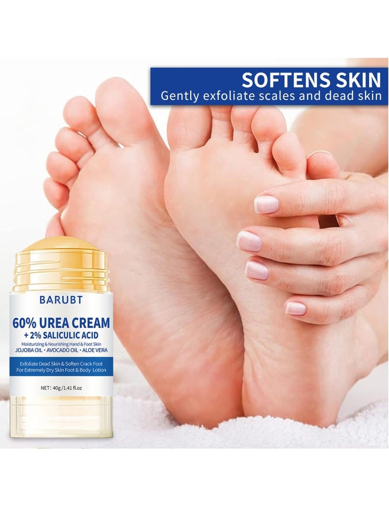 BARUBT 60% Urea Cream + 2% Salicylic Acid 40G Urea Cream for Dry Cracked Feet and Hands Heels Knees Elbows Hands Repair Treatment Balm Moisturizer and Corns Callus Remover Stick Cream Dead Skin Remover and Toenails Softener  - Image 5