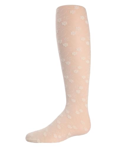 MeMoi Sweet Blossoms Sheer Tights for Girls, Ultra Soft and Lightweight Floral Lace Girls Tights - Sizes 2-14, Ivory, 2-4 - Image 1