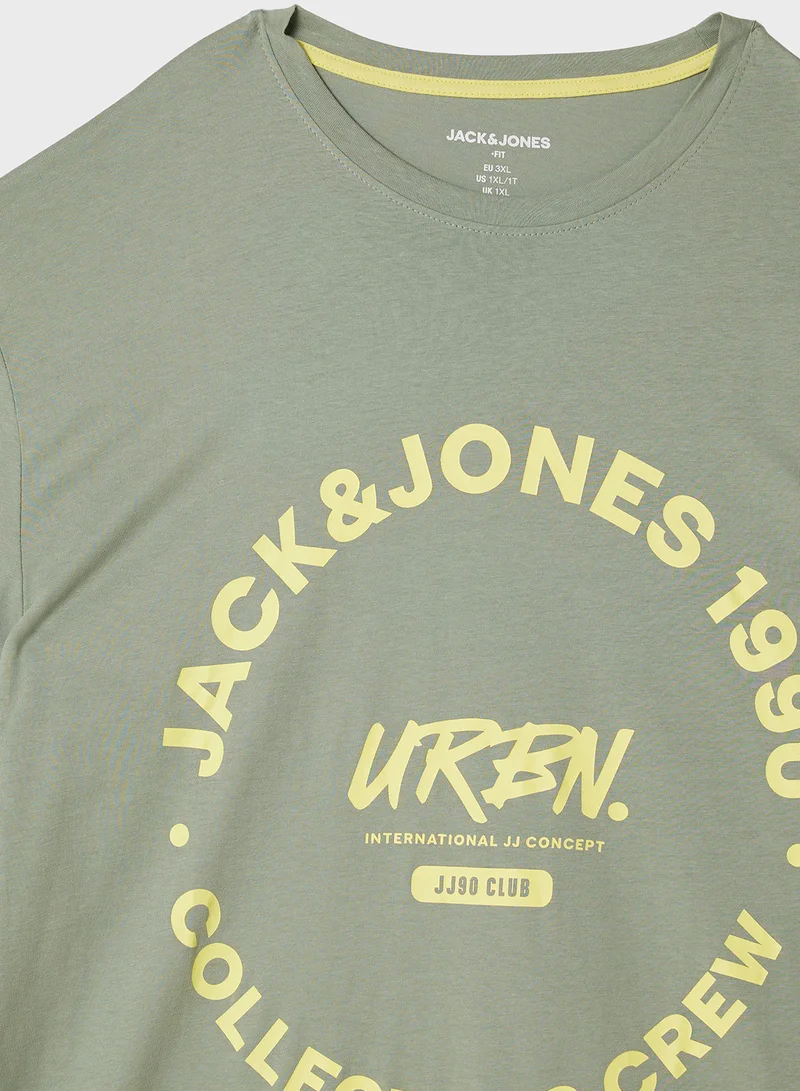 JACK & JONES Plus Size Graphic Print Crew Neck T-Shirt